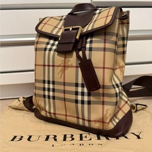 Burberry Backpack nova Check Haymarket PVC Leather Rucksack Beige men women BAGS